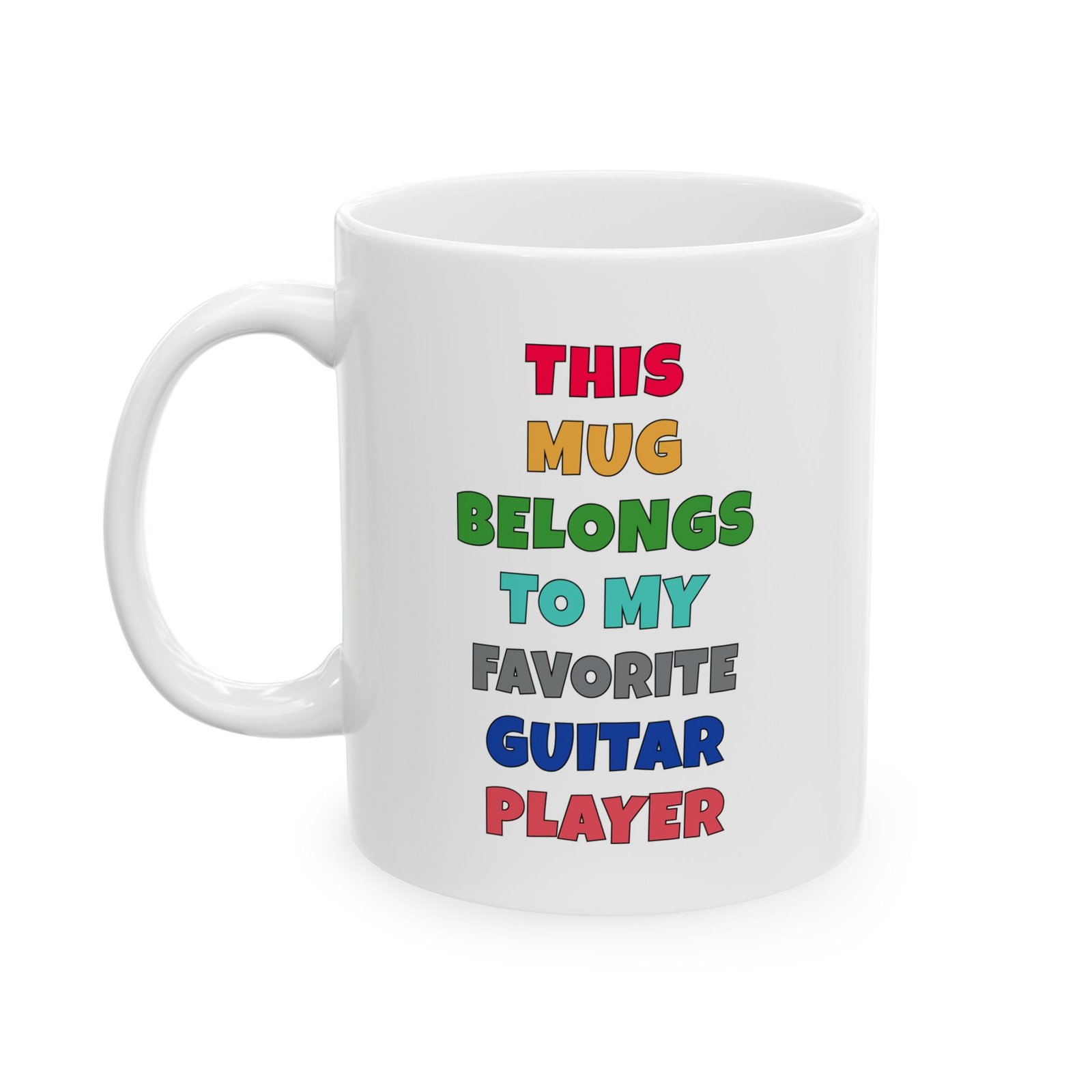 THIS MUG BELONGS TO MY FAVORITE GUITAR PLAYER Mug | Funny Guitar Gift | Coffee Cup for Music Lovers – Color Text - Image 3