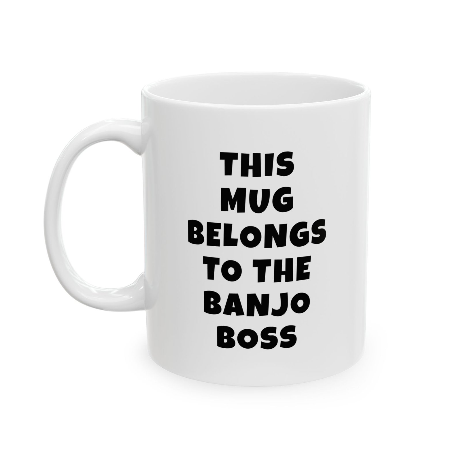 THIS MUG BELONGS TO THE BANJO BOSS Mug | Funny Banjo Gift | Coffee Cup for Music Lovers – Black Text - Image 3