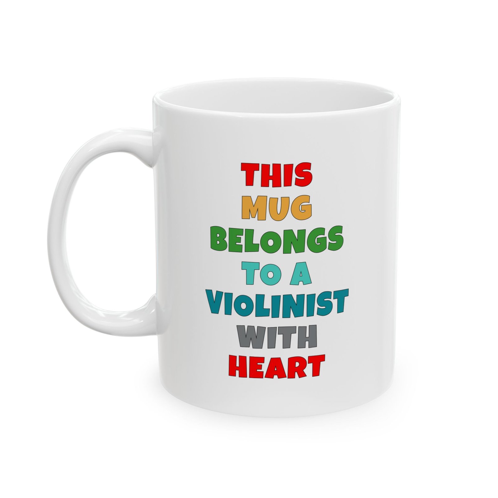 THIS MUG BELONGS TO A VIOLINIST WITH HEART Mug | Funny VIOLIN Gift | Coffee Cup for Music Lovers – Color Text - Image 3