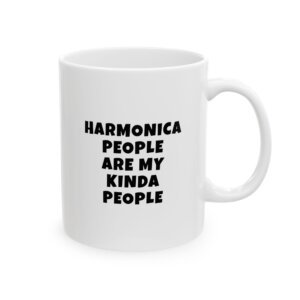 HARMONICA PEOPLE ARE MY KINDA PEOPLE mug — minimalist black text coffee cup gift for musicians