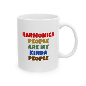 HARMONICA PEOPLE ARE MY KINDA PEOPLE mug — colorful lettering coffee cup gift for musicians