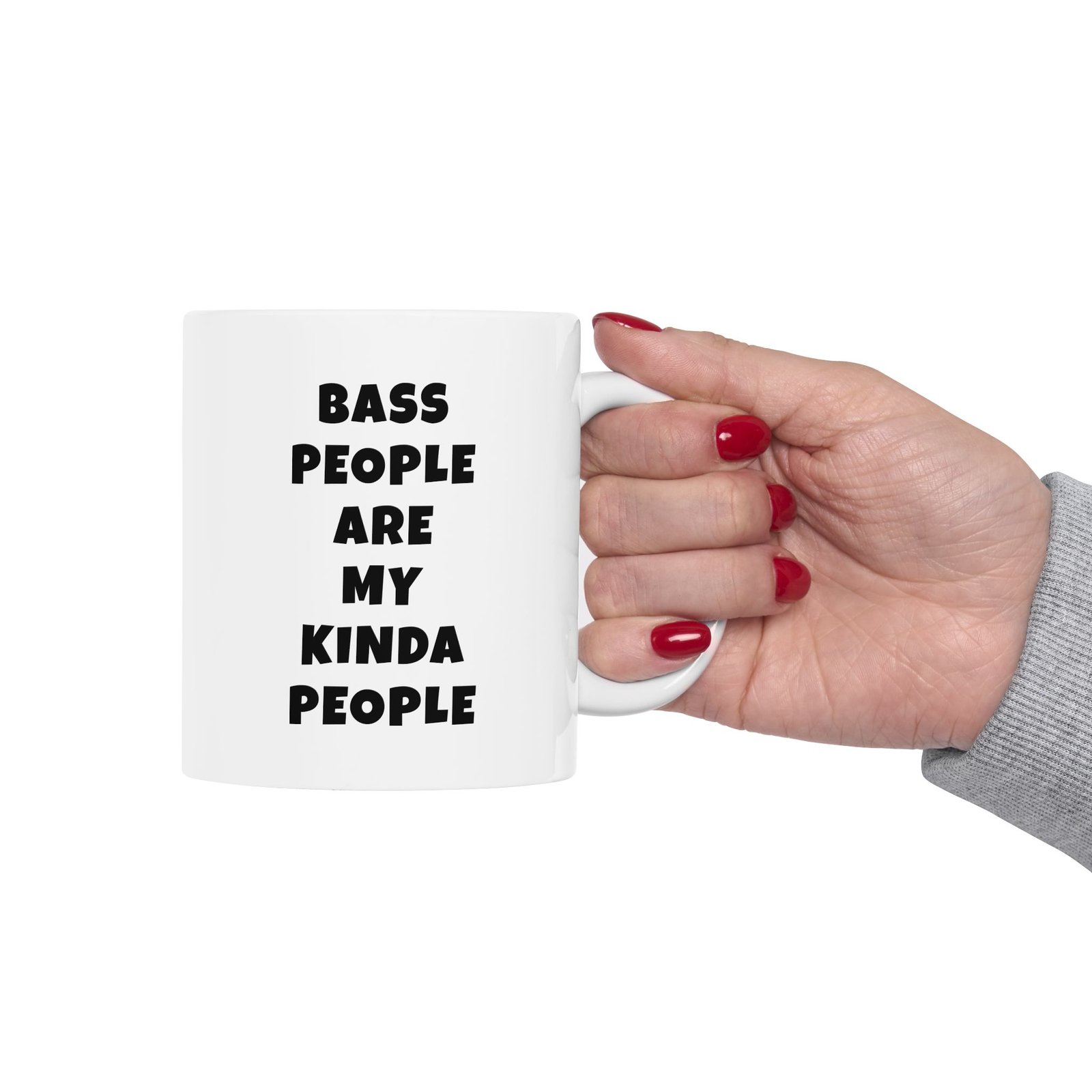 Bass people are my kinda people mug | funny bass gift | coffee cup for music lovers - black text - Image 3