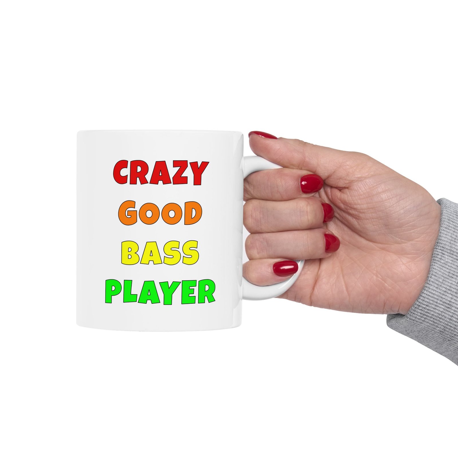 Crazy good bass player mug | funny bass gift | coffee cup for music lovers - color text - Image 3