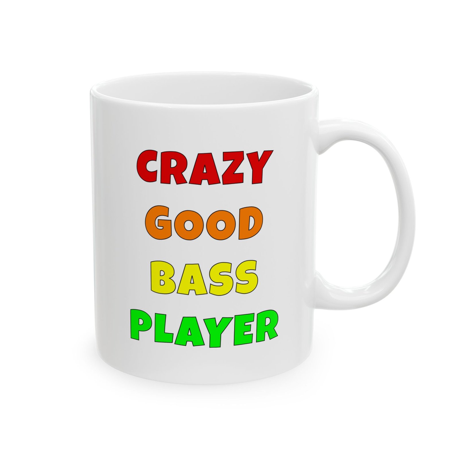 Crazy good bass player mug | funny bass gift | coffee cup for music lovers - color text - Image 2