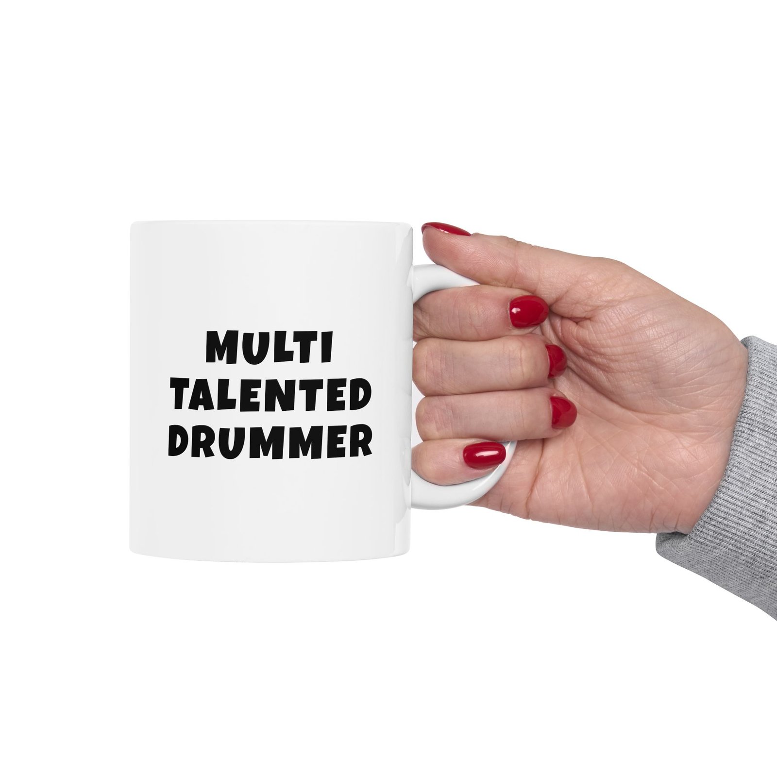 Multi talented drummer mug | funny drums gift - black text - Image 2