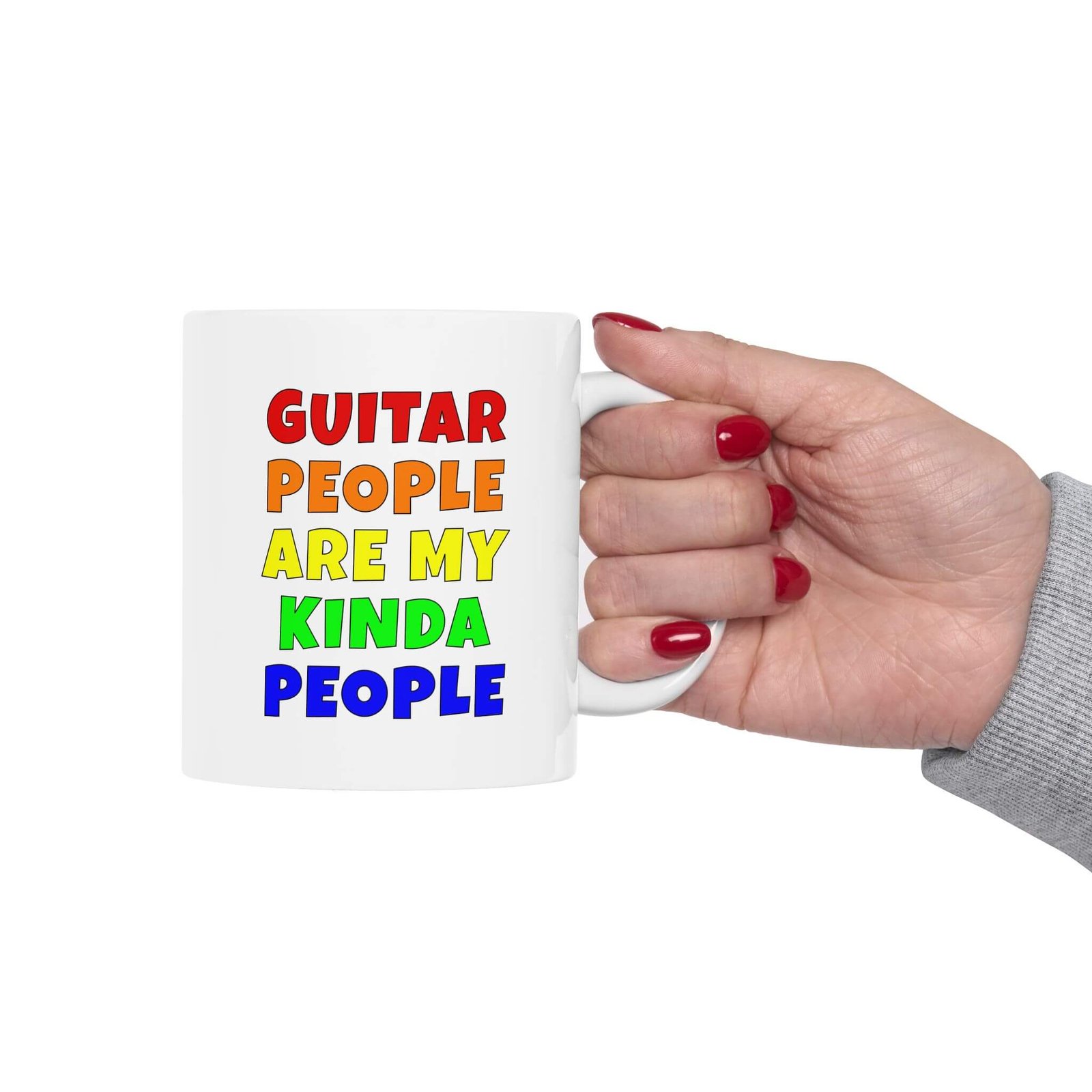 Handle view - Guitar people are my kinda people color text guitar mug