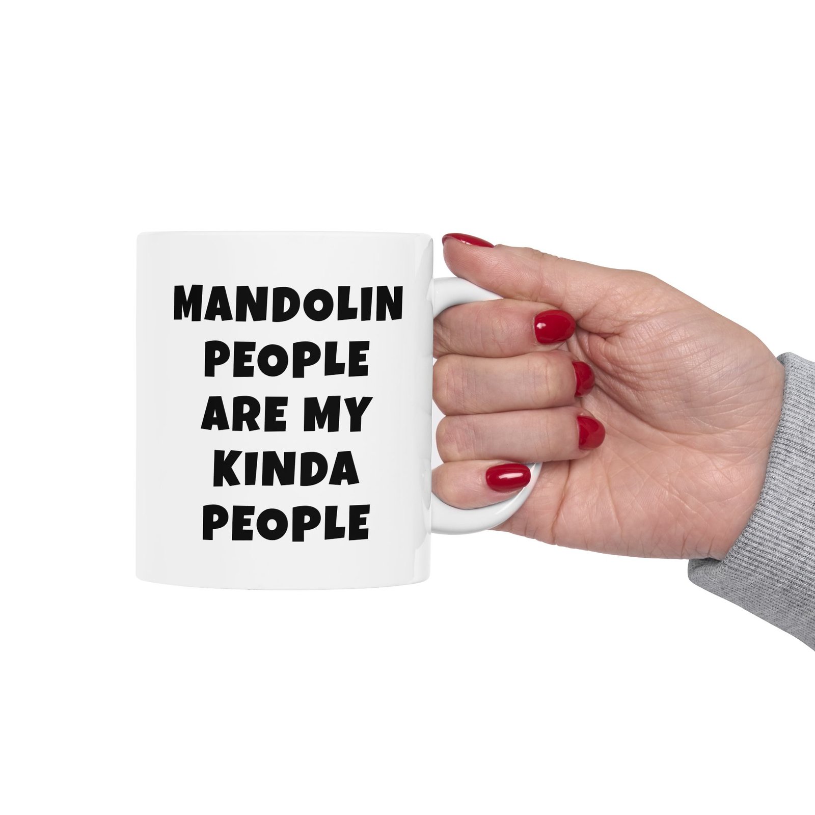 Mandolin people are my kinda people mug | funny mandolin gift - black text - Image 2